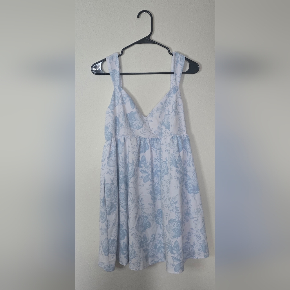 Altar'd State Blue and White Floral Mini Dress